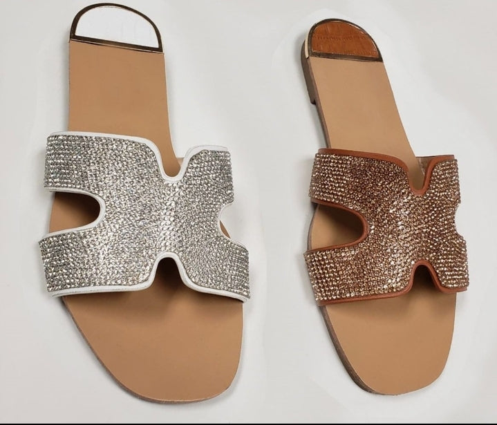 Sandals with rhinestones