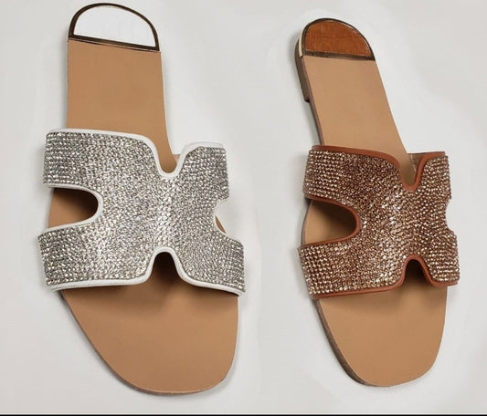 Sandals with rhinestones